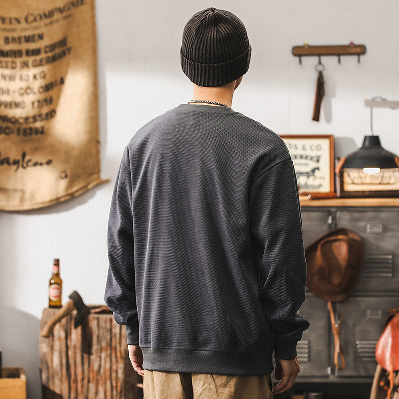 美式復古430g重磅衛衣男秋冬款寬鬆大碼2024新款潮牌刺繡針織衫男