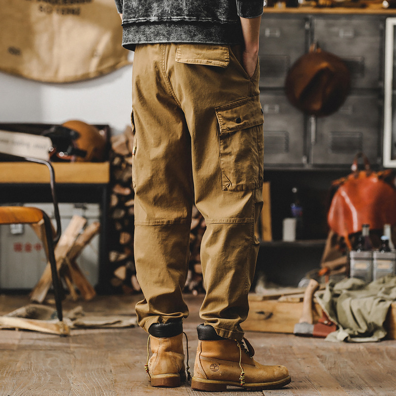 美式重磅復古工裝褲男寬鬆直筒男士春季褲子硬漢獵裝戰術休閒褲男