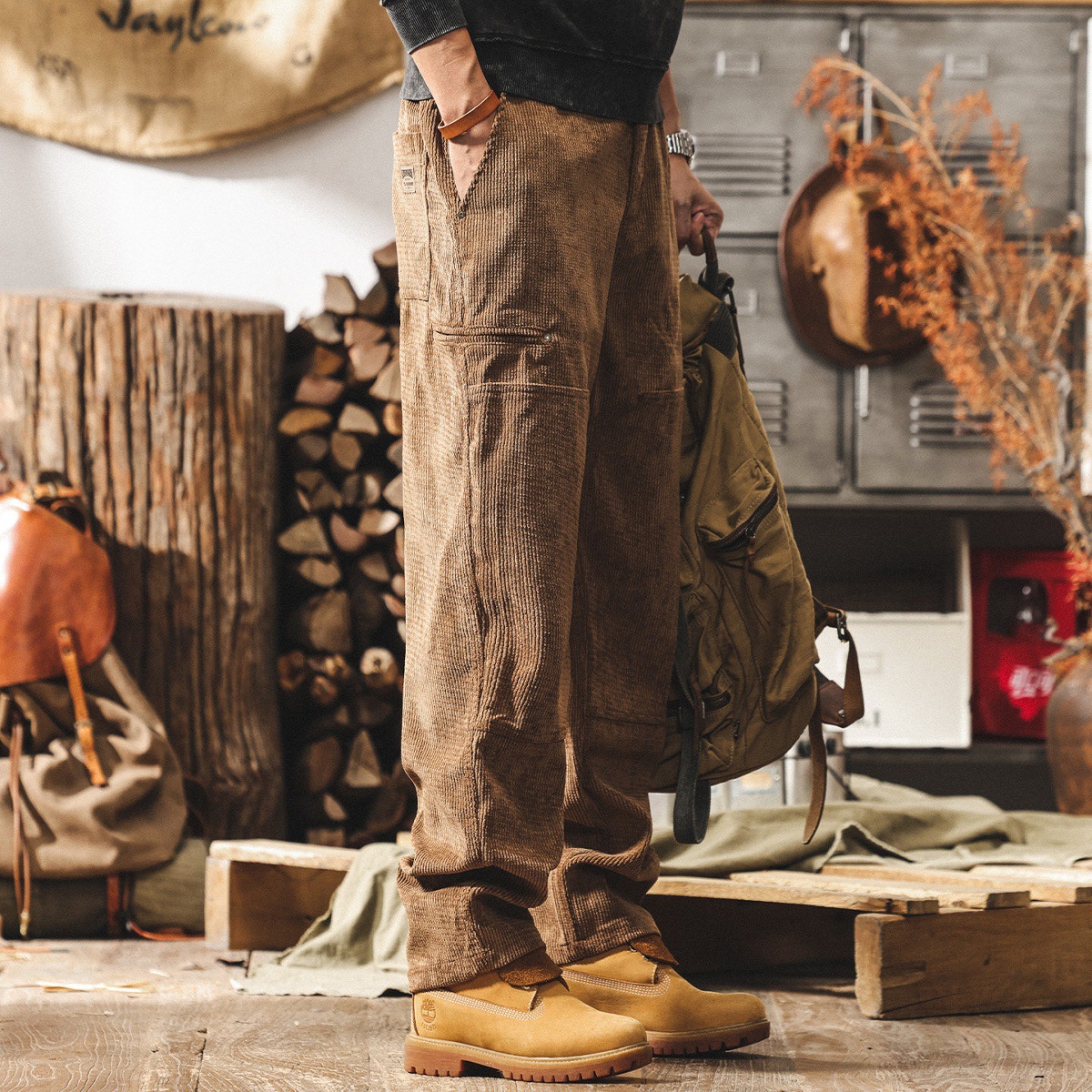 美式復古燈芯絨褲子男士寬鬆長褲春季2026新款潮牌直筒休閒工裝褲