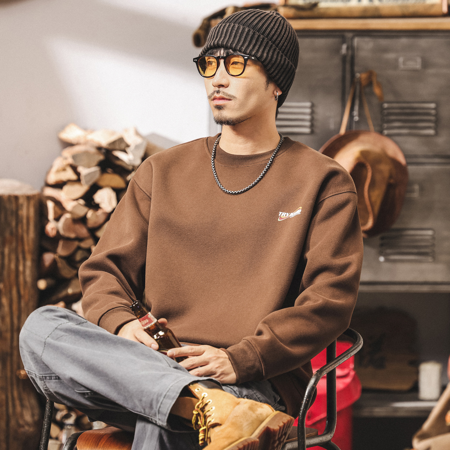 美式復古衛衣男秋季新款潮牌420g重磅寬鬆大碼簡約休閒男士上衣潮