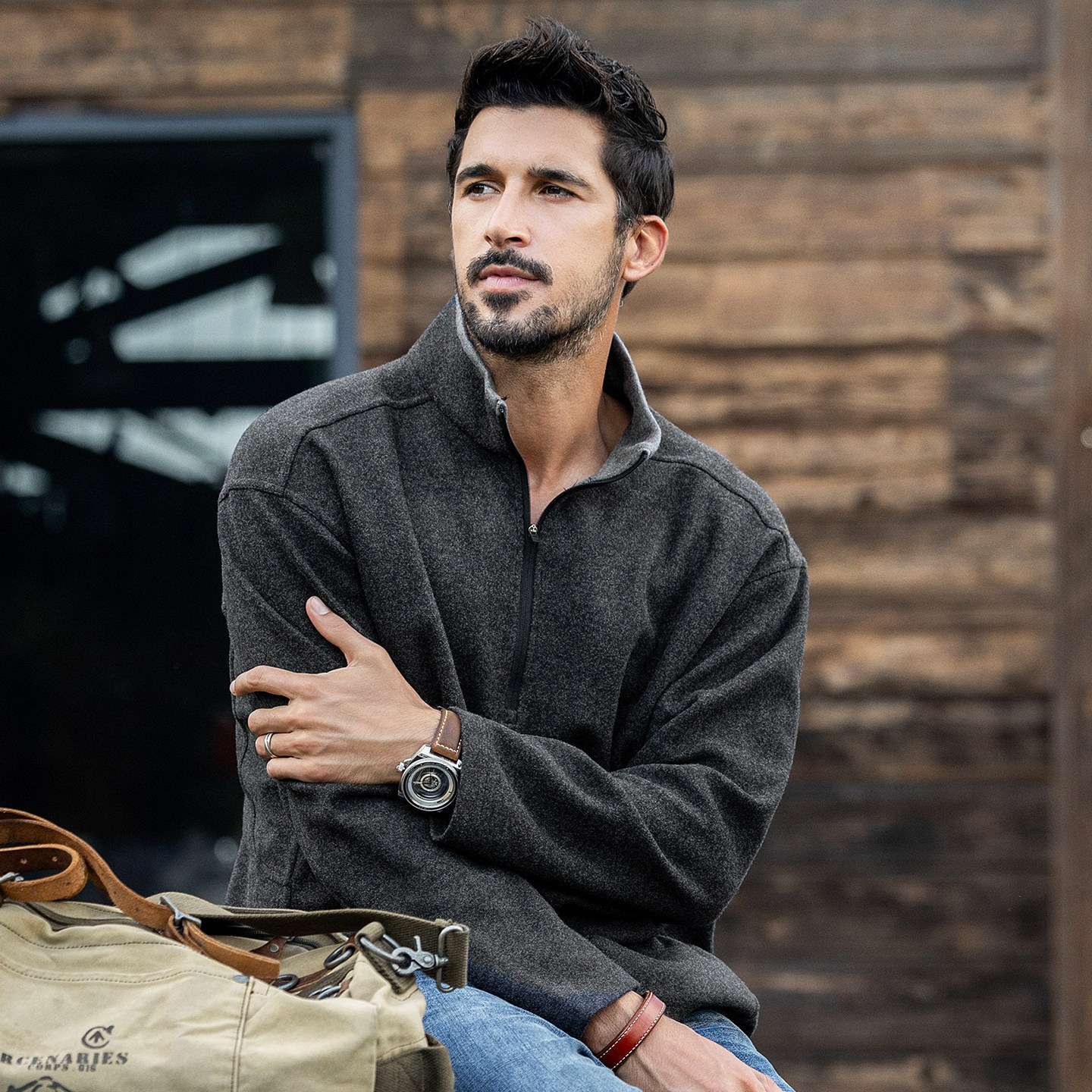 美式復古重磅加厚半拉鍊長袖T恤男春季潮牌寬鬆重磅衛衣男士上衣