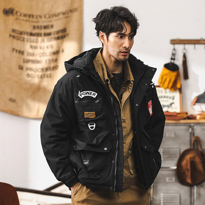 美式潮牌工裝羽絨服男冬季加厚戶外抗寒保暖戰術機能外套男秋冬款