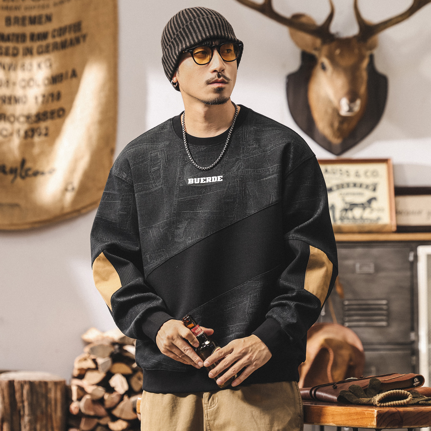 美式復古380g重磅衛衣男秋季2025新款潮牌寬鬆大碼長袖休閒上衣男