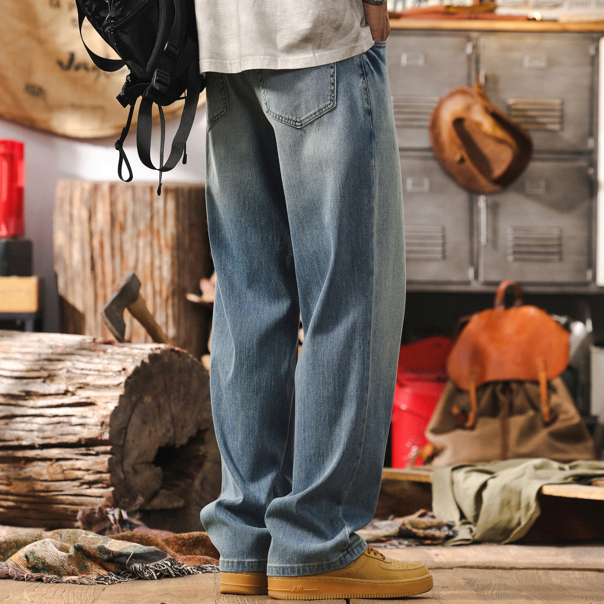 【K-cool冰感】薄款牛仔褲男夏季2025新款美式復古直筒水洗休閒褲