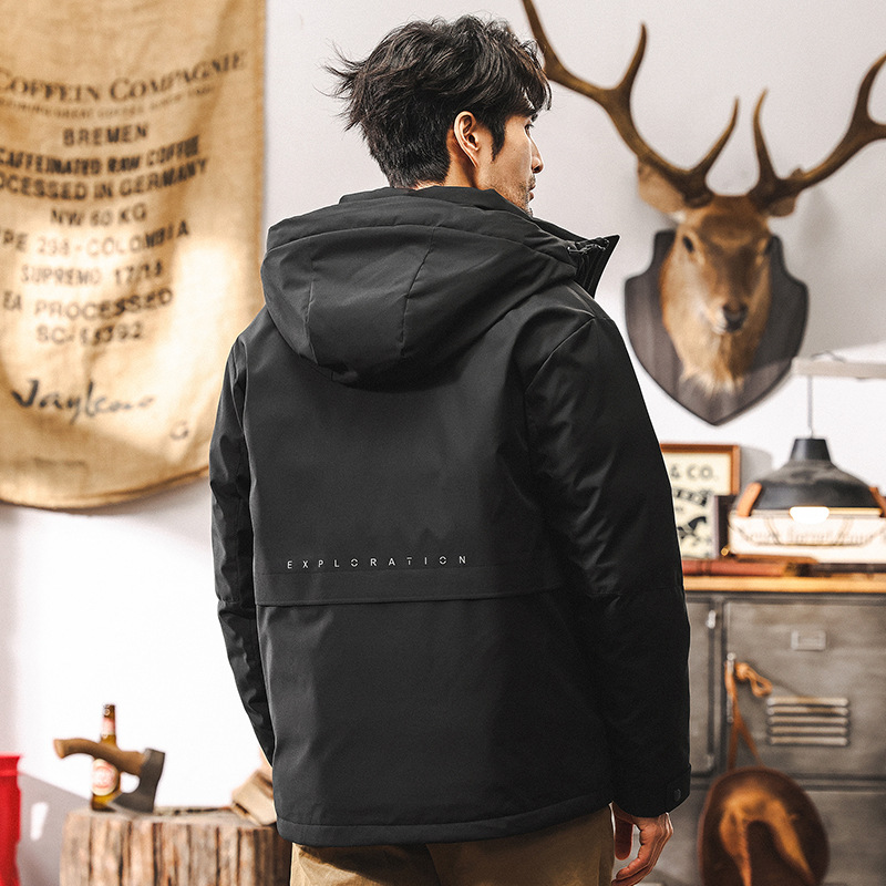 90鴨絨冬季羽絨服男寬鬆加厚2024新款城市戶外通勤保暖工裝外套男