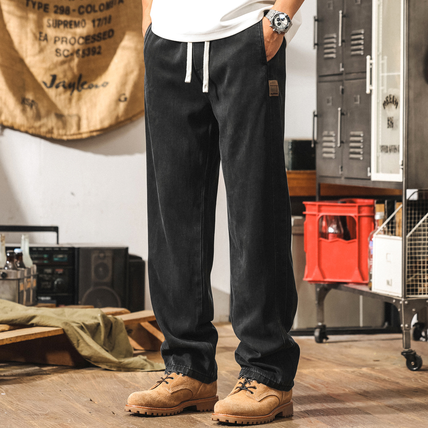 萊賽爾天絲薄款褲子男夏季新款寬鬆直筒美式牛仔褲潮牌男士休閒褲