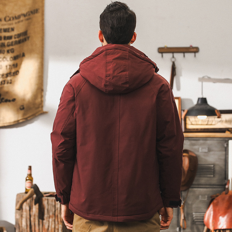 美式戶外工裝90灰鴨絨石墨烯羽絨服男冬季潮牌連帽工裝外套男秋冬