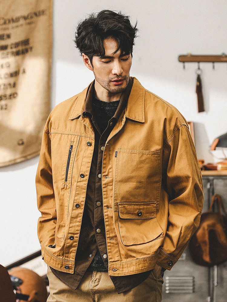 傑雷諾美式複古多口袋工裝夾克男春秋潮牌重磅寬松休閑外套男秋季