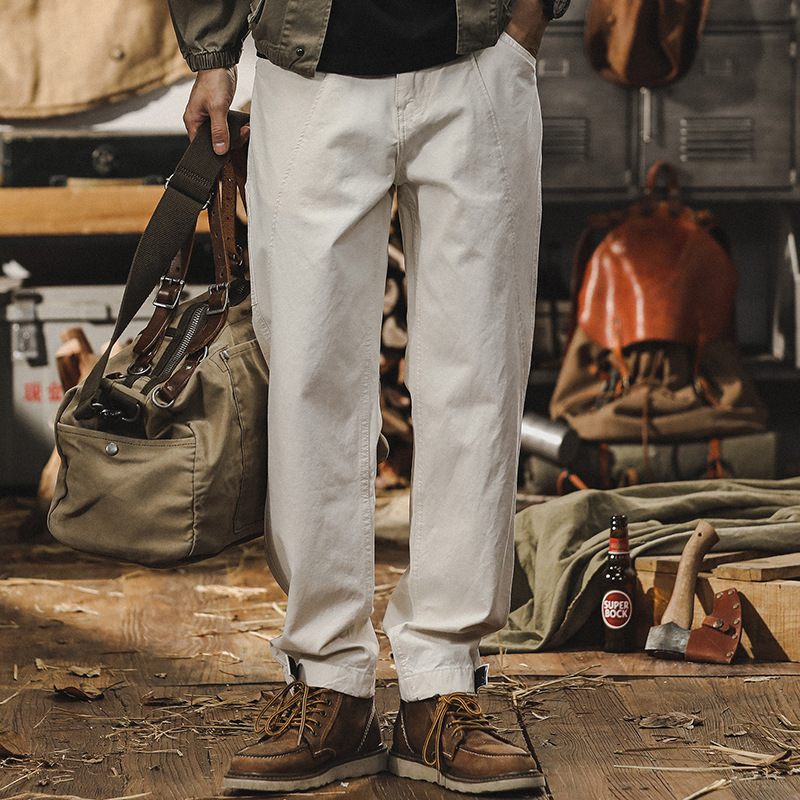 美式復古工裝褲子男2024年春季新款城市戶外寬鬆直筒休閒長褲男潮