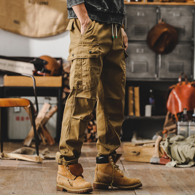 美式重磅復古工裝褲男寬鬆直筒男士春季褲子硬漢獵裝戰術休閒褲男