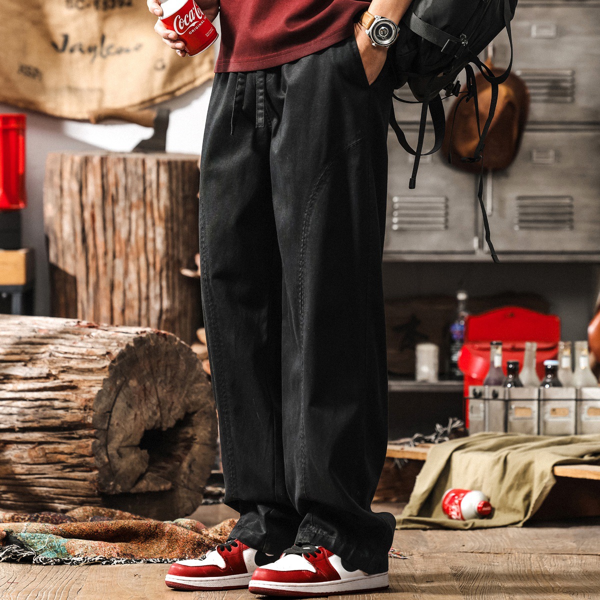 美式重磅垂感復古休閒褲子男夏季薄款萊賽爾男士褲子寬鬆直筒長褲