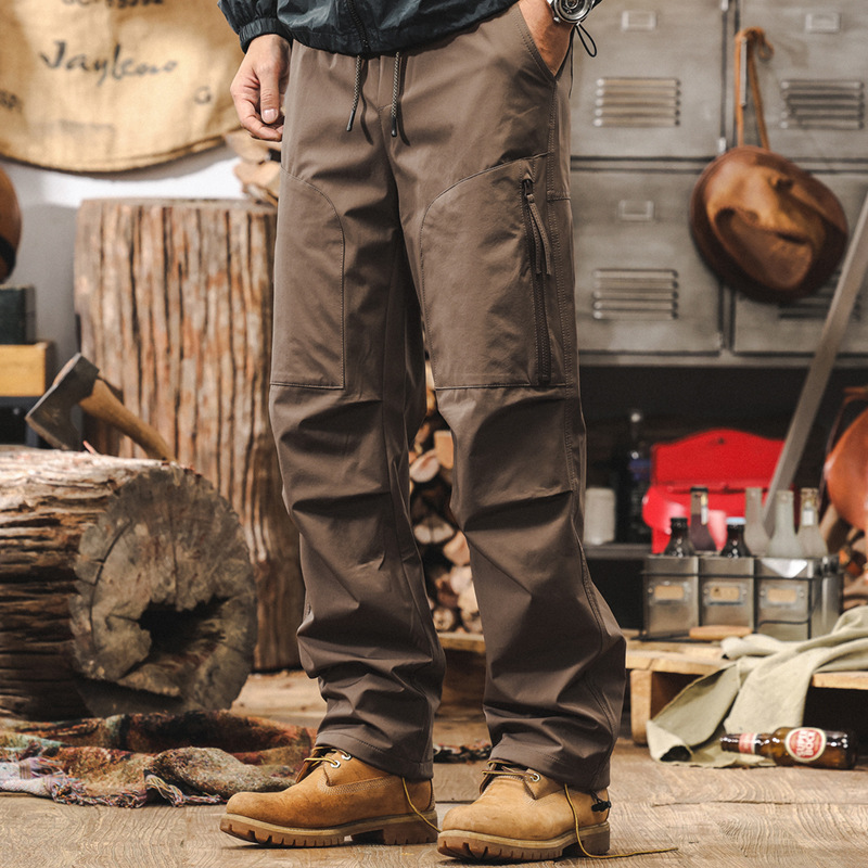 美式復古工裝褲子男直筒2024新款戶外機能傘兵褲男士秋季休閒長褲