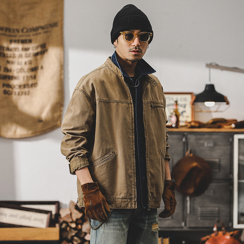 美式经典复古硬汉立领工装休闲夹克外套男春秋成熟痞帅春季外套男