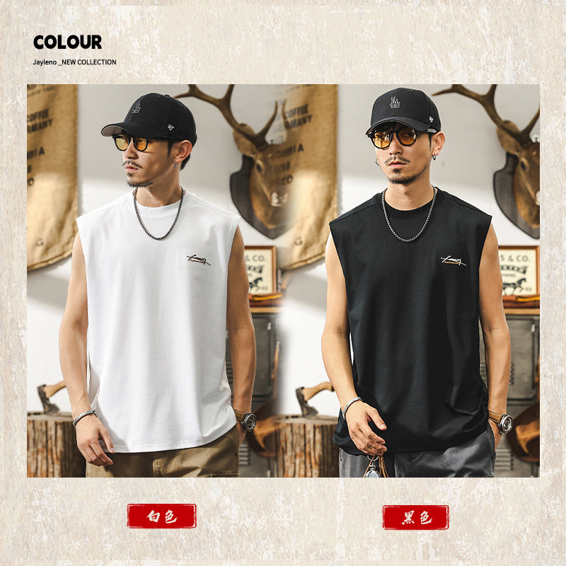 冰絲網眼運動休閒健身背心男款夏季潮牌寬鬆無袖T恤男裝坎肩上衣