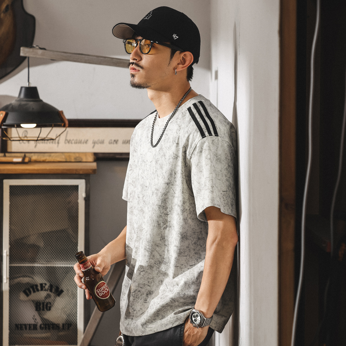 美式潮流扎染短袖t恤男夏季新款潮牌高級感痞帥寬鬆男士純棉上衣T