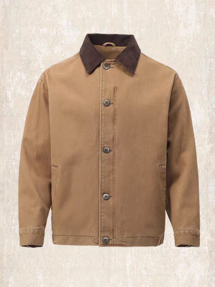 傑雷諾美式複古工裝外套男秋季寬松水洗潮牌古著硬漢底特律夾克男