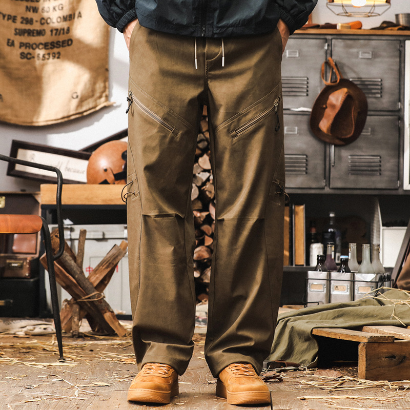 美式潮牌復古工裝褲子男秋季臟染水洗直筒褲2024新款寬鬆休閒褲男