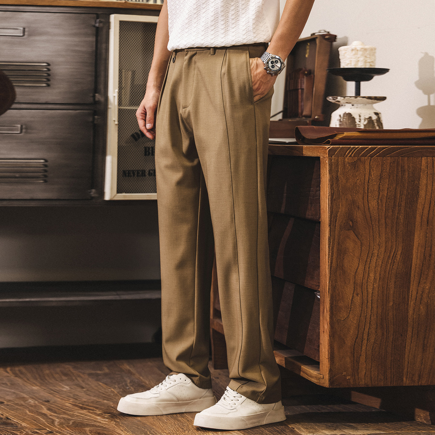 莫代爾軟糯親膚高級感休閒褲子男春季新款長褲男士直筒通勤西褲潮