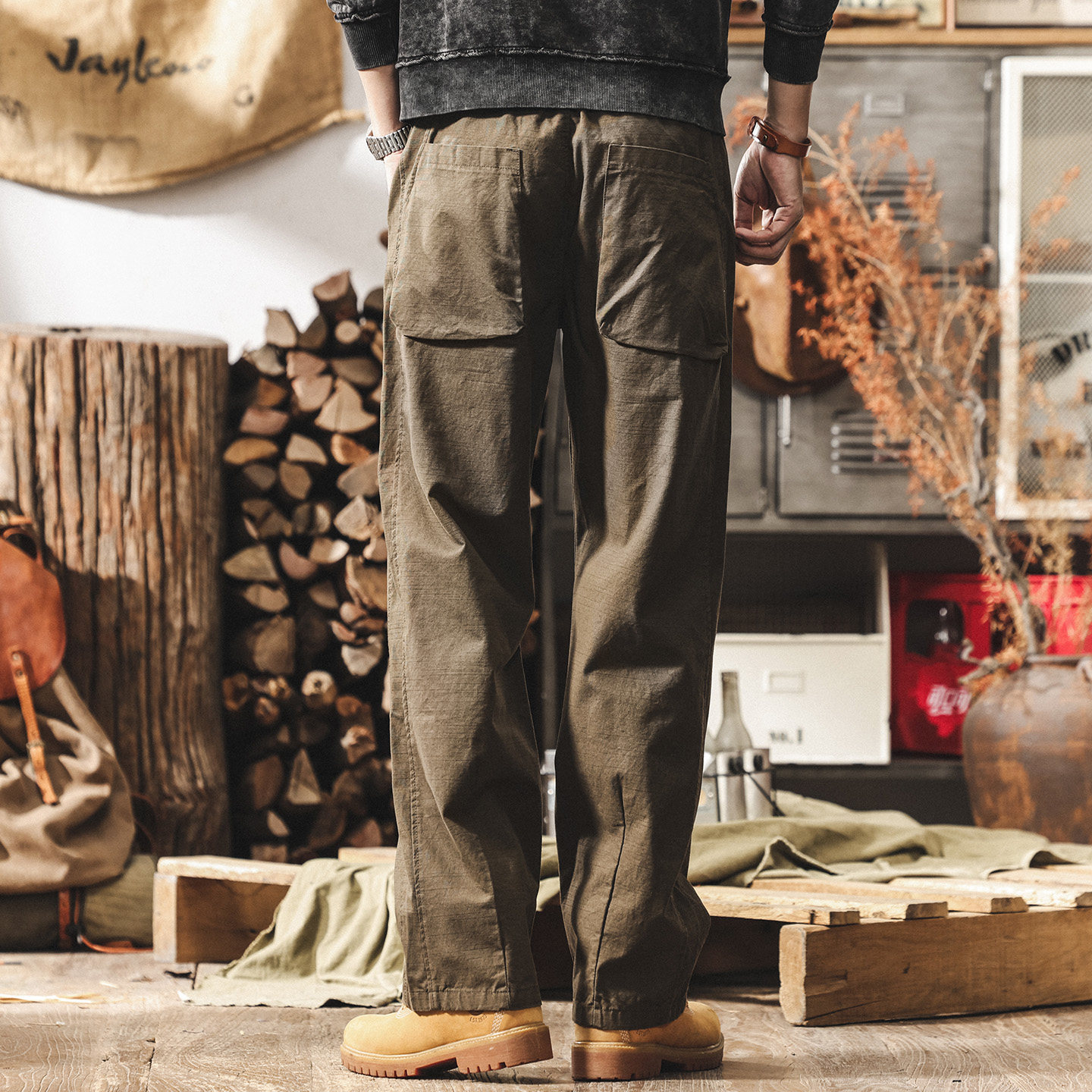 美式復古長絨棉工裝褲子男春季2026新款寬鬆直筒潮牌男士休閒長褲