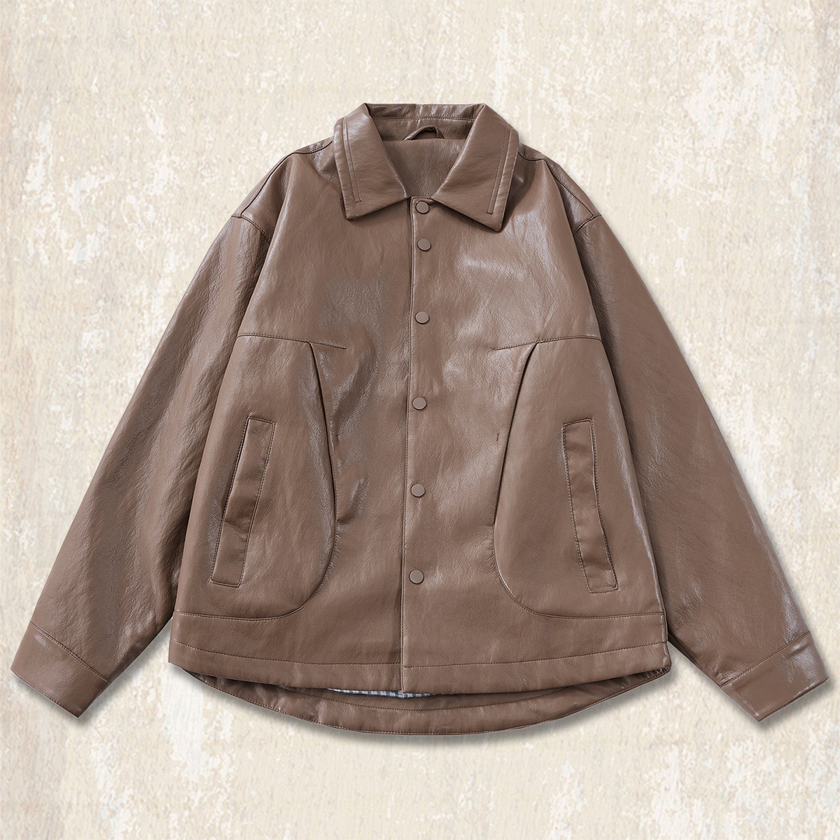 美式復古軟皮衣外套男春秋款寬鬆機車服潮流高級感襯衫型皮夾克男