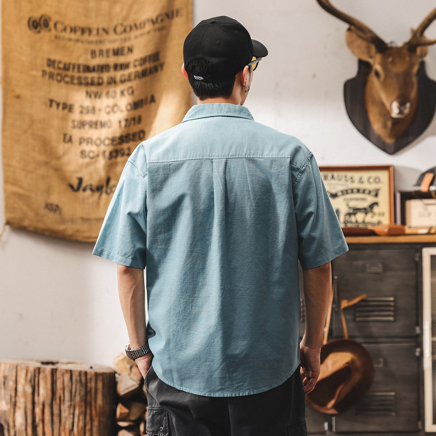 夏季新款亞麻襯衫男士短袖新款2025寬鬆高級感休閒襯衣薄款外套潮