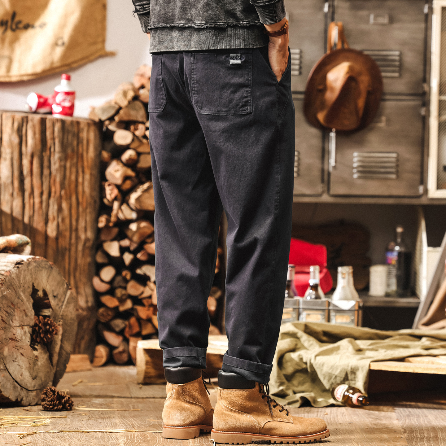 美式復古灰色工裝褲子男2025新款簡約百搭男士休閒褲寬鬆直筒長褲