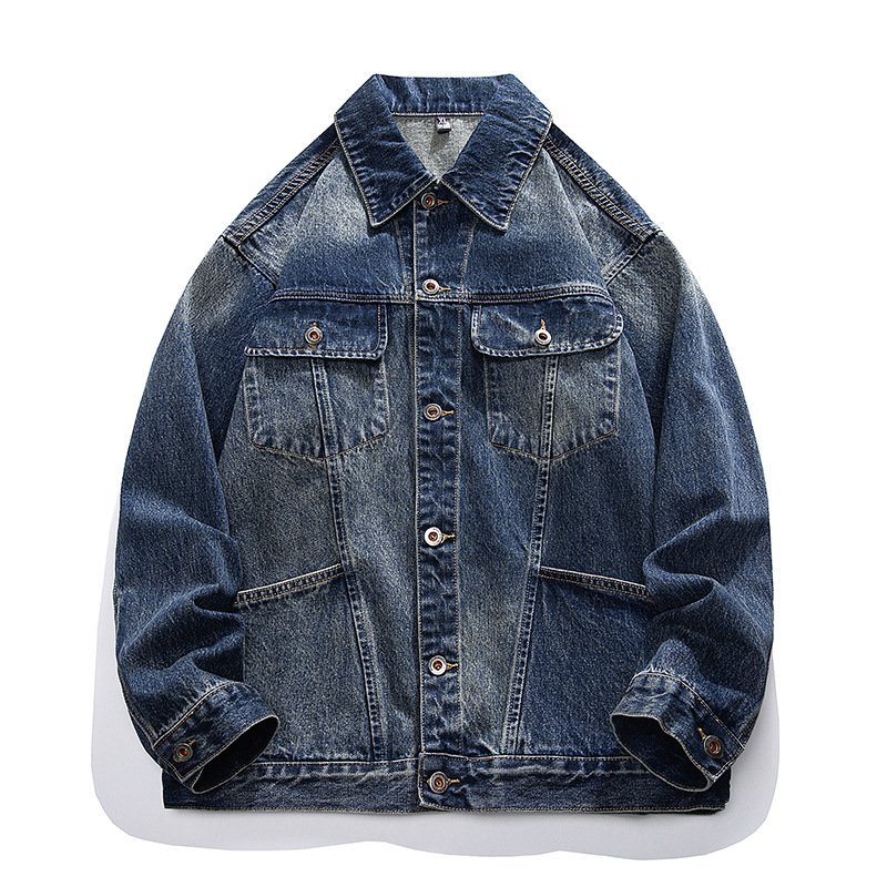美式重磅賽洛紡牛仔外套男春季潮牌經典復古納米水洗休閒工裝夾克