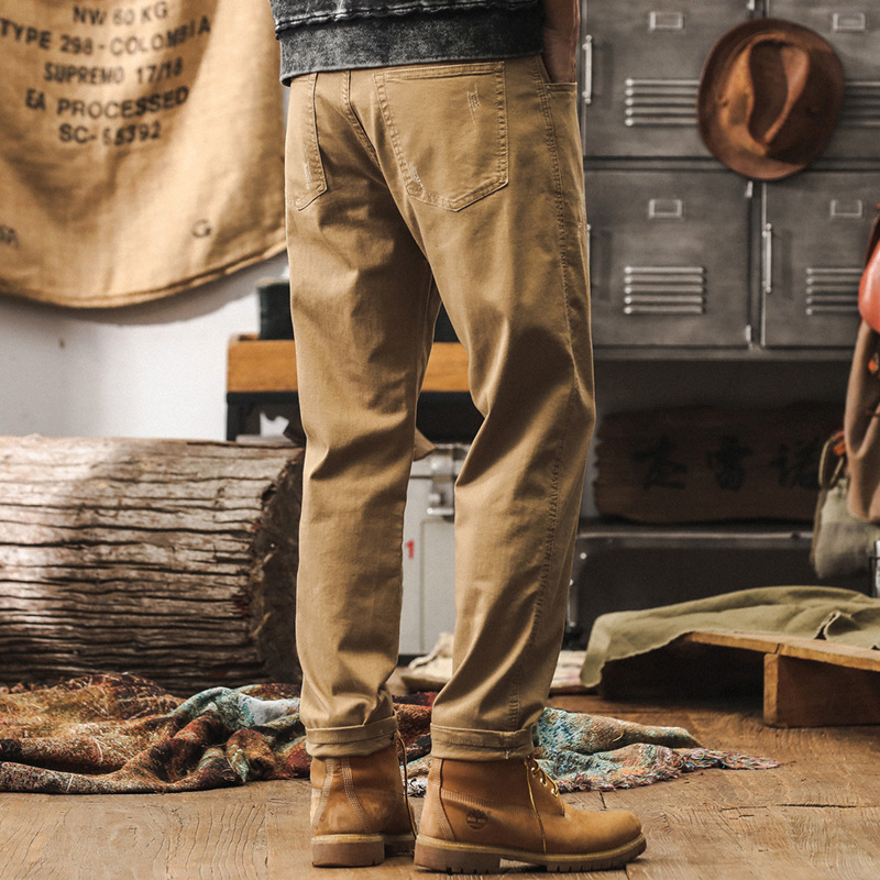 美式重磅復古工裝褲男秋季2024新款寬鬆男士休閒褲彈力直筒褲子男