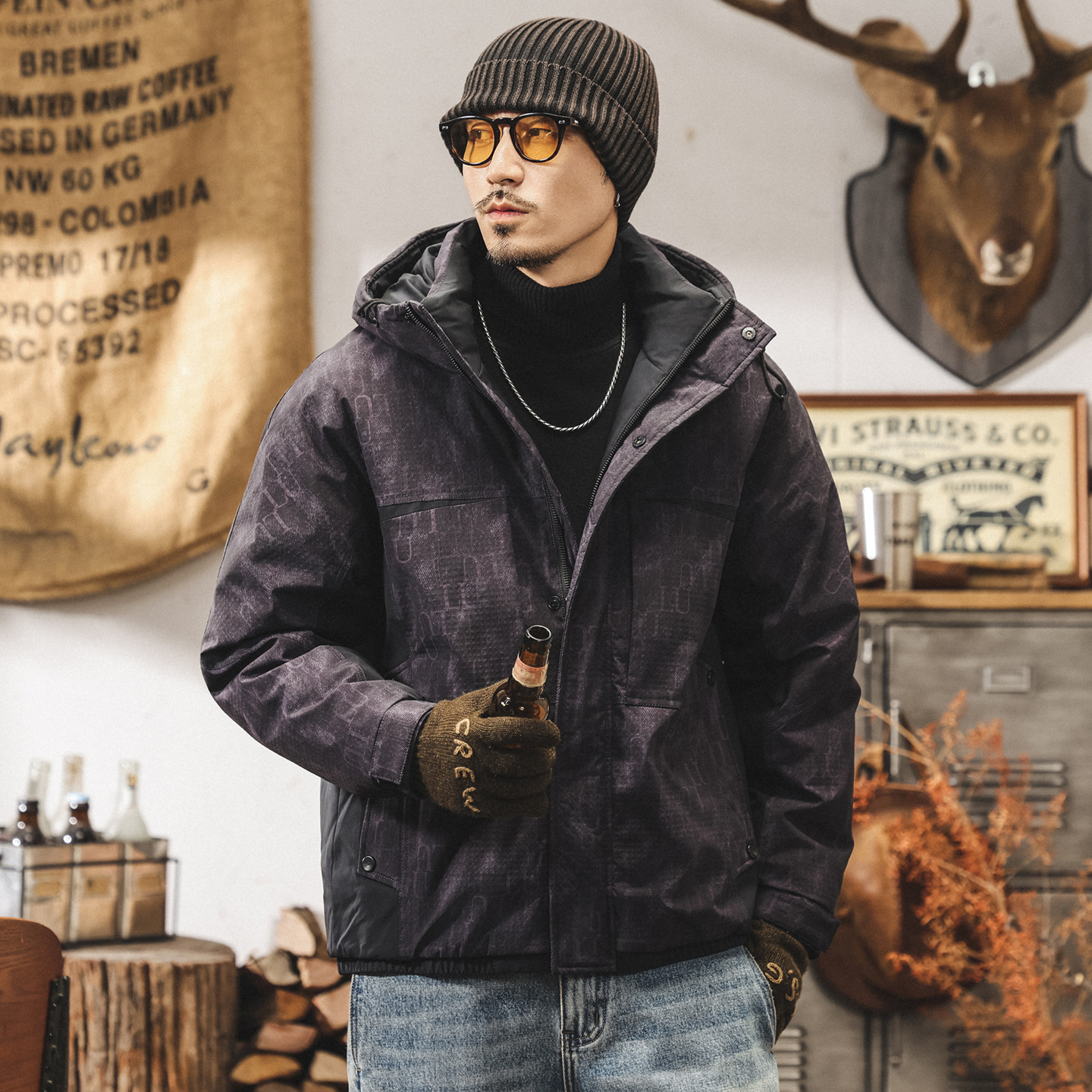 高蓬鬆禦寒90鴨絨男士羽絨服冬季新款加厚美式潮流保暖連帽外套男