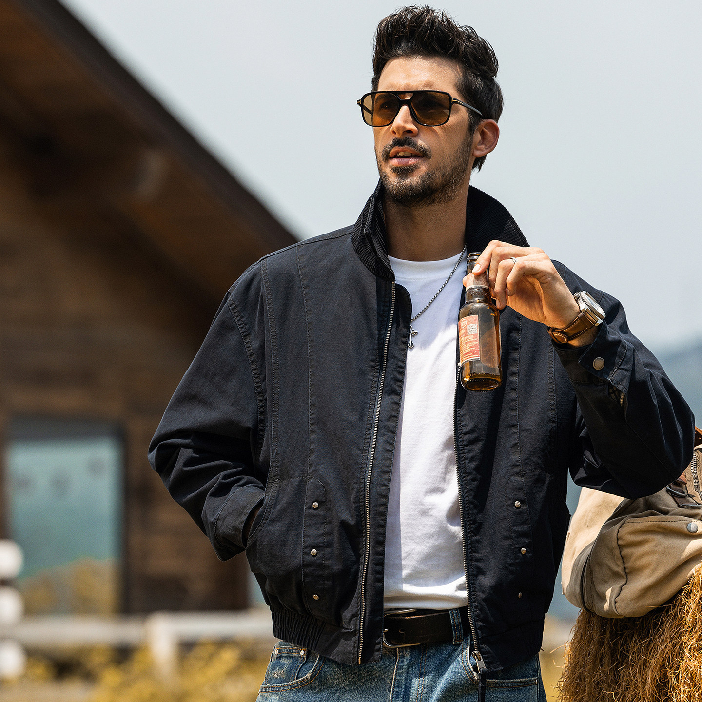 美式復古工裝夾克男短款春季2026新款潮牌老錢風寬鬆春秋男士外套