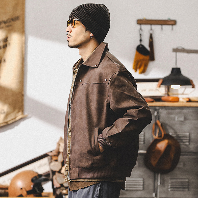 美式復古皮夾克男寬鬆美拉德皮衣秋季潮牌痞帥機車服外套男春秋款