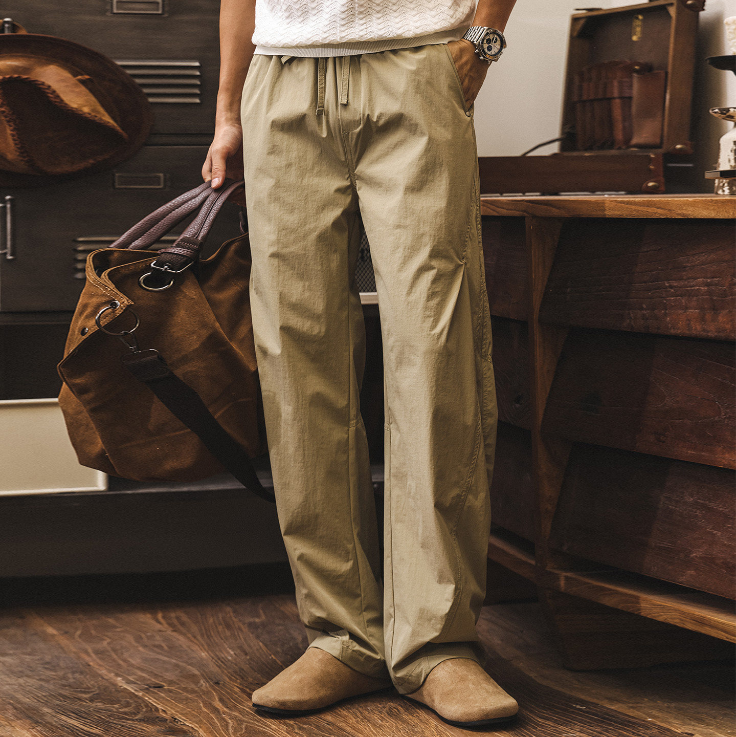 美式復古直筒薄款褲子男春季2026新款通勤潮牌工裝寬鬆休閒長褲男