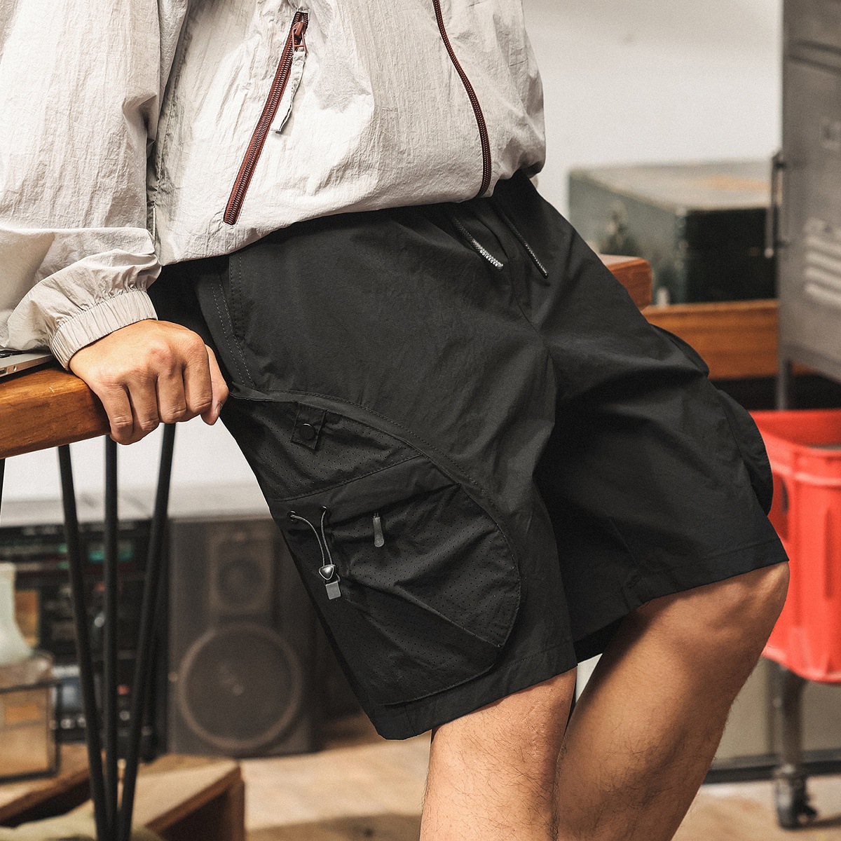 美式工裝短褲男夏季新款山系戶外潮牌五分褲男款寬鬆大碼休閒中褲