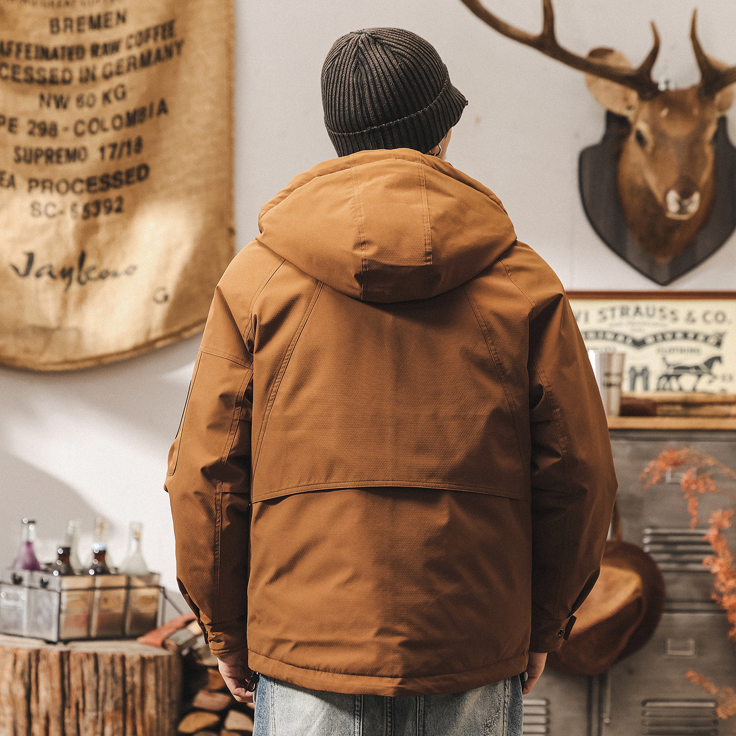 美式復古高充絨冬季羽絨服男款加厚潮牌工裝派克服禦寒保暖外套男