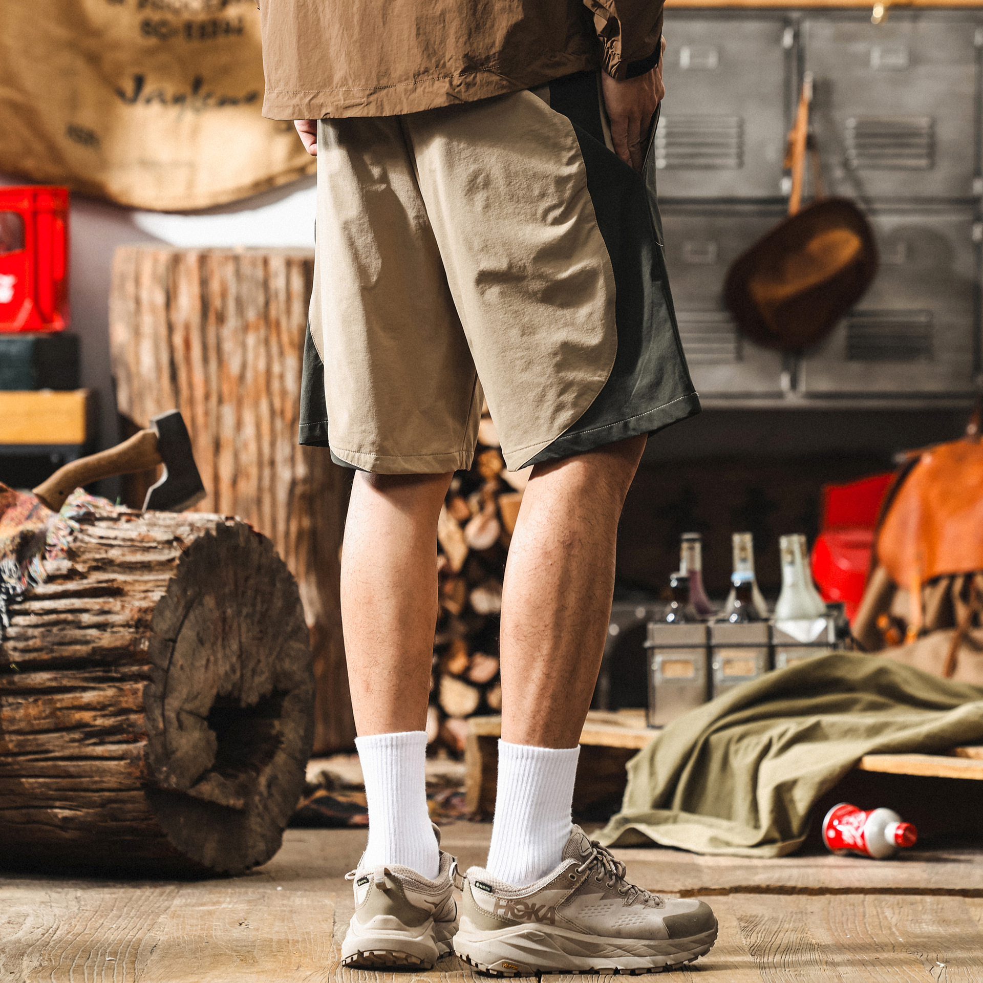 山系戶外工裝褲子男款夏季運動速幹中褲男寬鬆直筒薄款男生五分褲