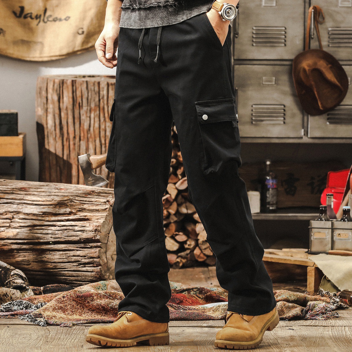 美式機能傘兵工裝褲子男秋季新款潮牌戶外通勤長褲寬鬆男士休閒褲