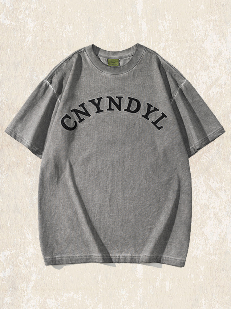 美式復古300g重磅T恤男短袖夏季古著上衣重水洗臟染寬鬆體恤