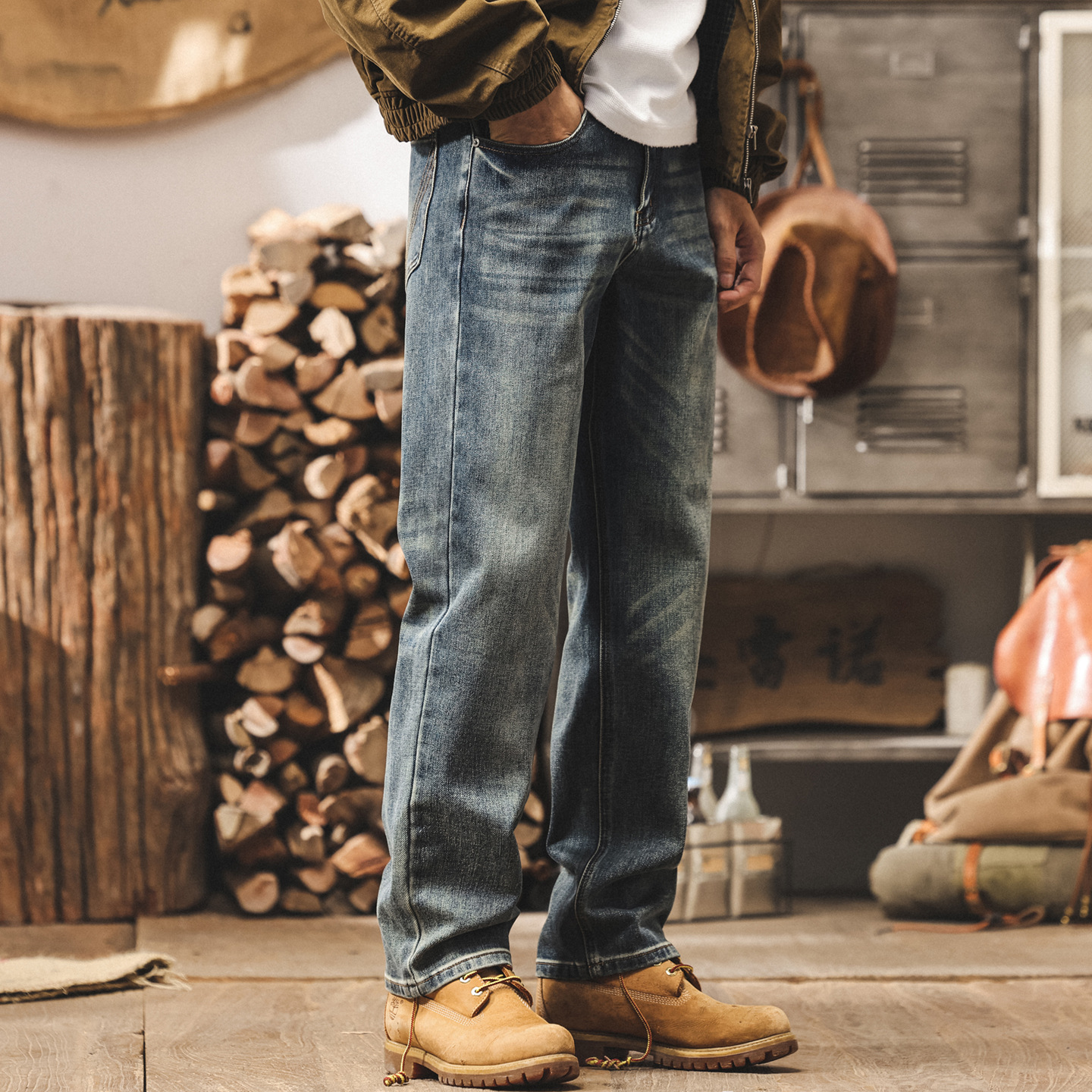 美式復古13盎司重磅秋季牛仔褲2025新款潮牌寬鬆直筒休閒長褲子男