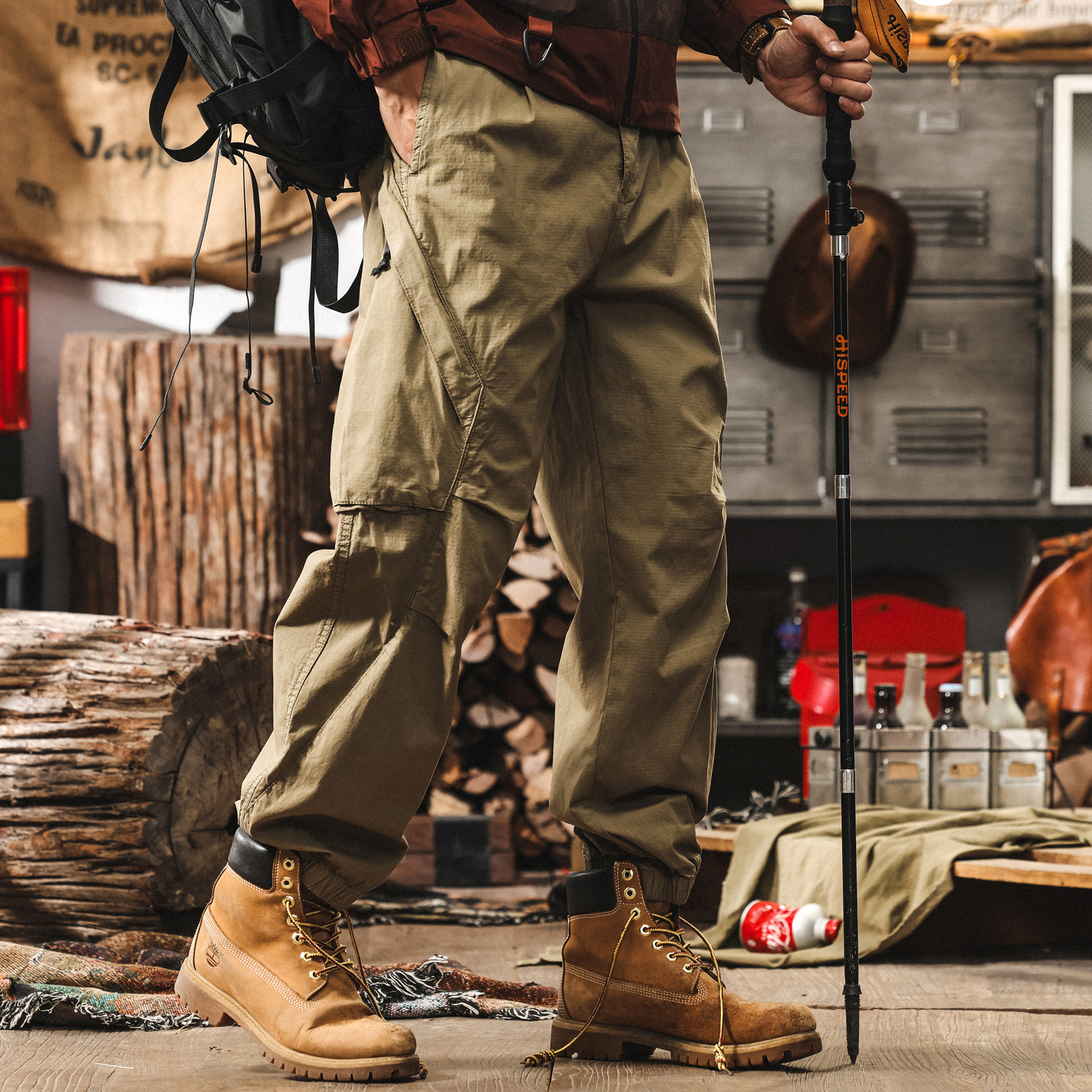 山系戶外機能工裝褲子男夏季薄款直筒長褲美式復古寬鬆潮牌休閒褲