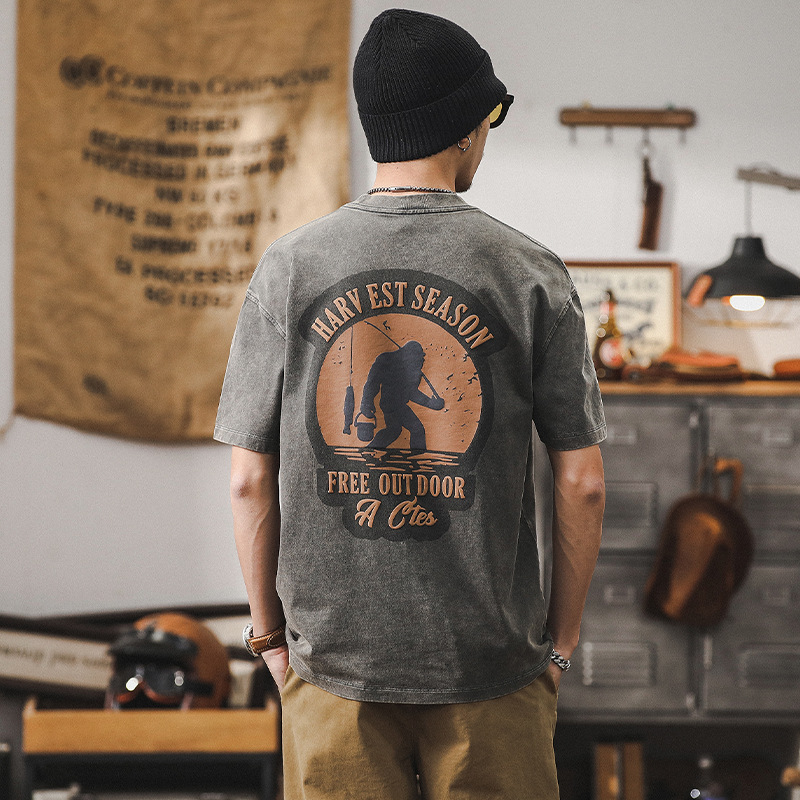 美式復古重磅T恤男夏季短袖寬鬆男士新款上衣潮牌水洗半袖體恤男