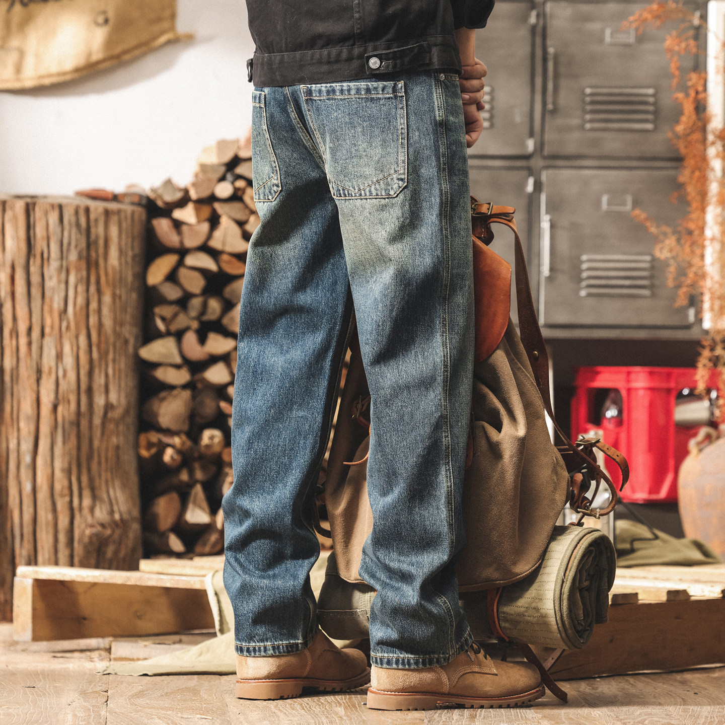 美式經典復古水洗牛仔褲男2026春季新款寬鬆直筒潮牌休閒長褲子男