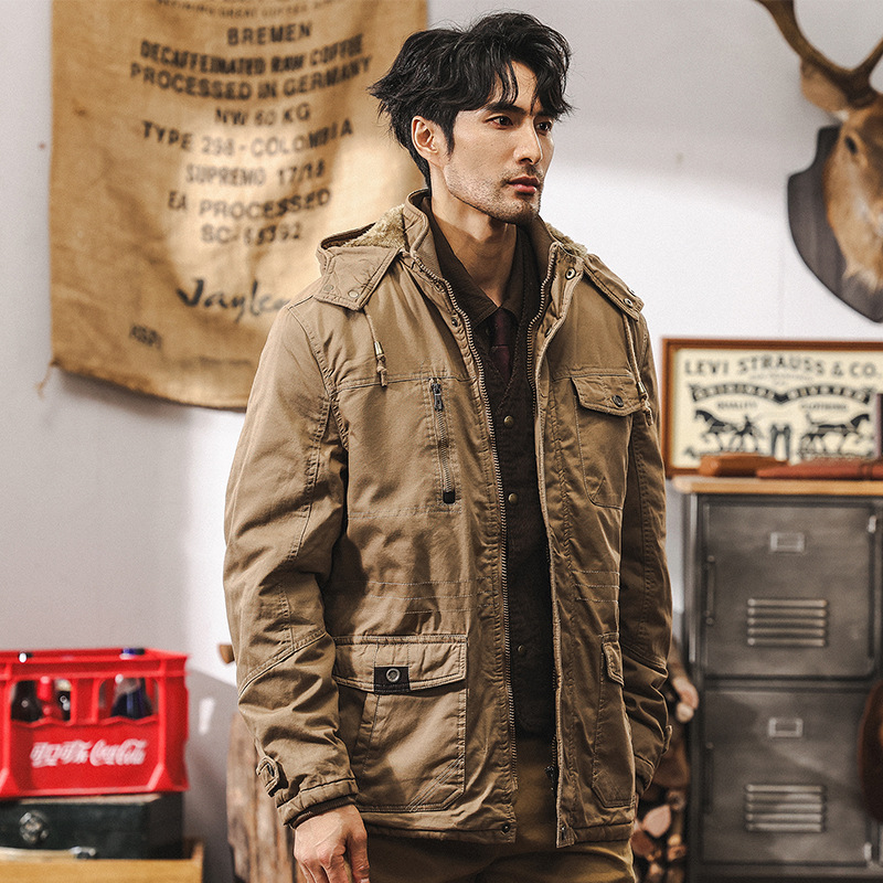 美式復古工裝外套男冬季加厚棉衣戶外機能軍事戰術作訓夾克棉服男