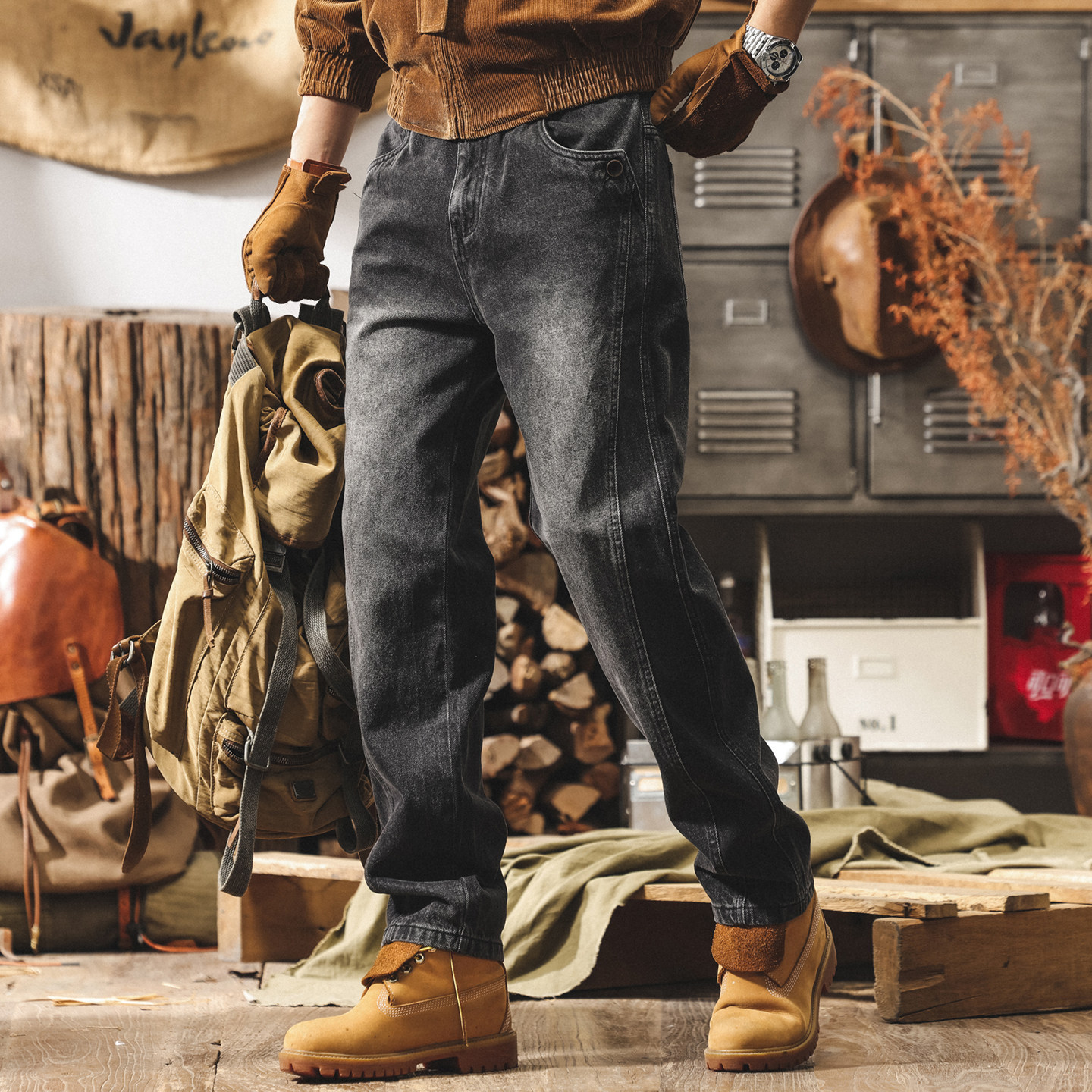美式復古水洗牛仔褲男款直筒寬鬆長褲2026春季潮牌休閒工作服褲子