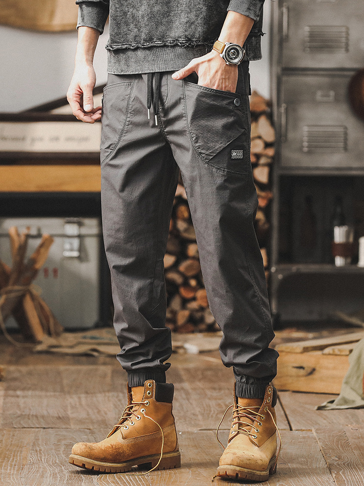 杰雷諾工裝褲子男夏季薄款男生束腳褲潮牌痞帥寬鬆直筒男士休閒褲