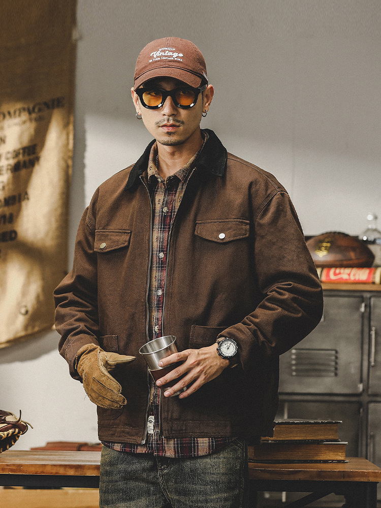 美拉德工裝夾克男2024年春秋款美式復古重磅寬鬆休閒底特律外套男