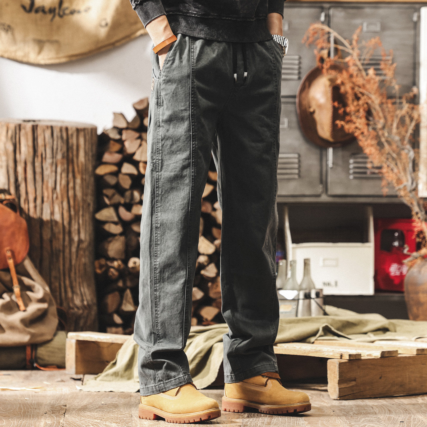 美式復古伐木工裝褲子男2026新款潮牌水洗直筒褲春季寬鬆休閒長褲