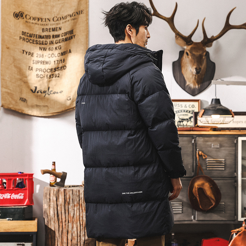 美式潮牌中長款羽絨服男冬季2024年新款潮流帥氣加厚冬裝連帽外套