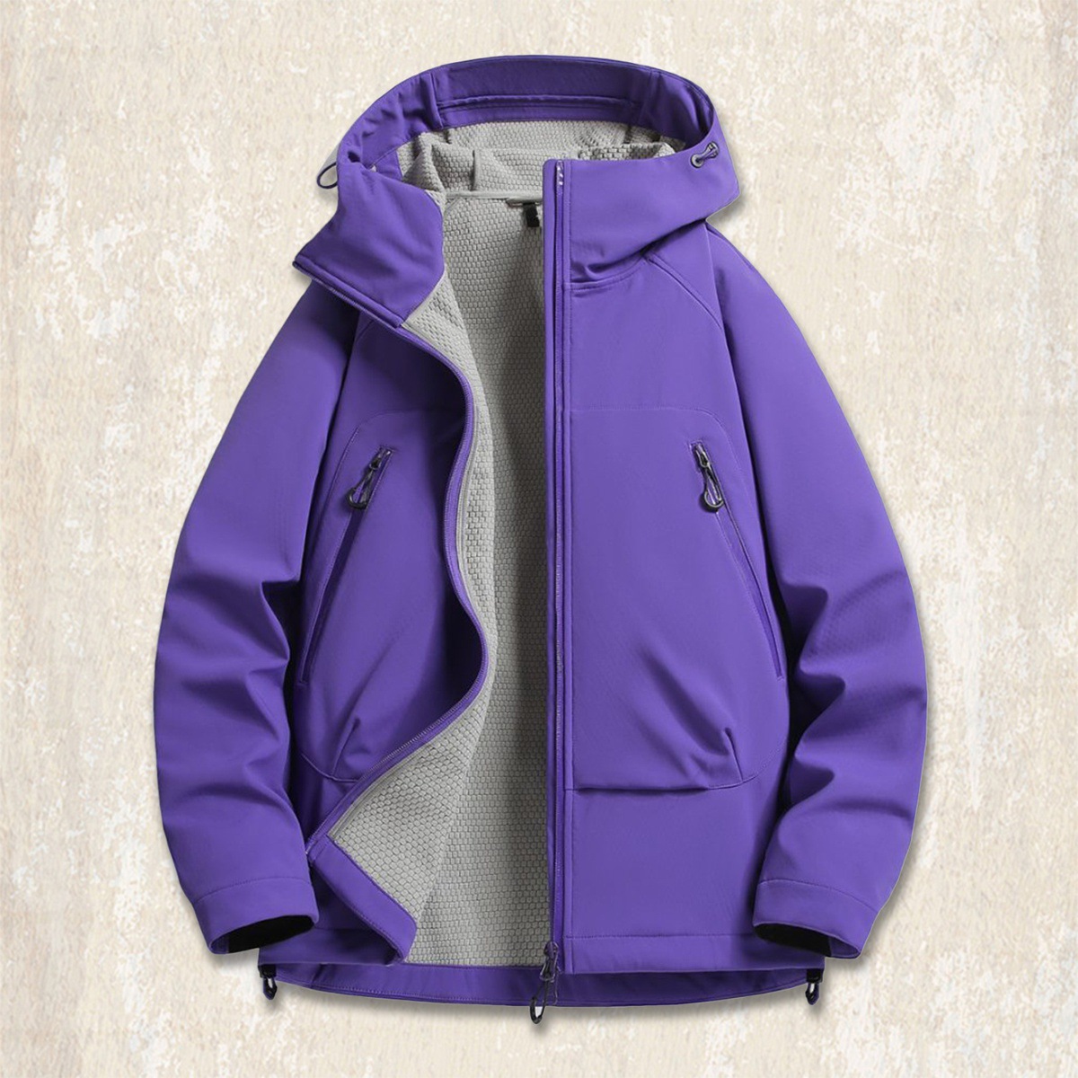 美式山系戶外壓膠衝鋒衣外套男春秋新款防風鎖溫方格登山工裝夾克