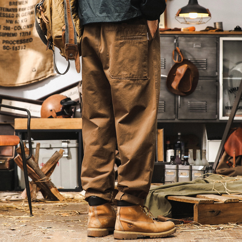 美式復古工裝褲子男秋季2024新款潮牌戰術戶外寬鬆直筒男士休閒褲