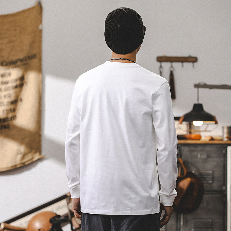 美式潮牌260g重磅長袖T恤男秋季寬松簡約百搭打底衫男款休閑上衣T